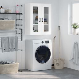 Berkfield Home Wall Mounted Cabinet White 69.5x34x90 cm - thumbnail 1