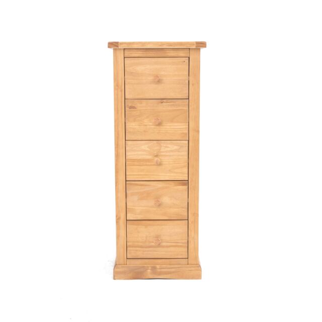 Cabinet Bits Lucca 5 Drawer Narrow Chest of Drawers Wood Knob in Light Brown - image 1