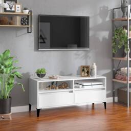 Berkfield Home TV Cabinet High Gloss White 100x34.5x44.5 cm Engineered Wood - thumbnail 2