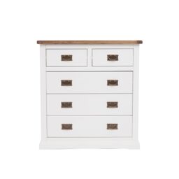 Cabinet Bits Cosenza 5 Drawer Chest of Drawers Bras Drop Handle in Off-White - thumbnail 1