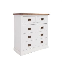 Cabinet Bits Cosenza 5 Drawer Chest of Drawers Bras Drop Handle in Off-White - thumbnail 2