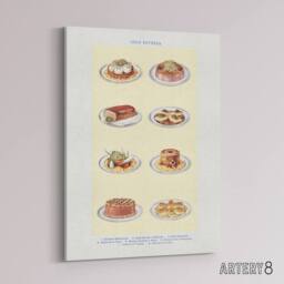 "Artery8 Cold Entree Dishes Kitchen Decor Mrs Beeton Canvas Wall Art Print in Yellow - Size: W12"" x H16""" - thumbnail 2