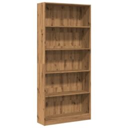 Berkfield Home Bookcase Artisian Oak 80x24x176 cm Engineered Wood in Brown - Size: 80 x 24 x 176 cm - thumbnail 2