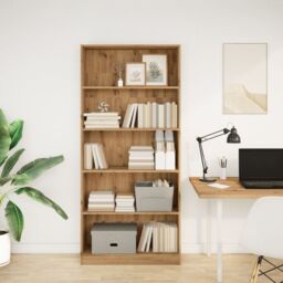 Berkfield Home Bookcase Artisian Oak 80x24x176 cm Engineered Wood in Brown - Size: 80 x 24 x 176 cm - thumbnail 3