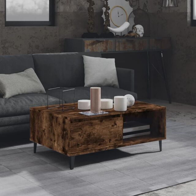 Berkfield Home Coffee Table Smoked Oak 90x60x35 cm Engineered Wood in Brown - Size: 90 x 60 x 35 cm - image 1