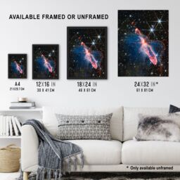 Artery8 Wall Art Print NASA James Webb Space Telescope Actively Forming Stars Question Mark Baby Stars Bedroom Decor Art Framed in Black - Size: A4 - thumbnail 3