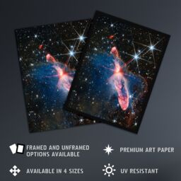 Artery8 Wall Art Print NASA James Webb Space Telescope Actively Forming Stars Question Mark Baby Stars Bedroom Decor Art Framed in Black - Size: A4 - thumbnail 2