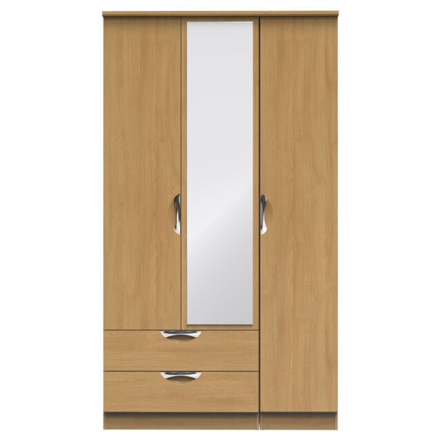 Ready Assembled 2 U Holborn Triple Mirror Wardrobe with 2 Drawers (Ready Assembled) in Brown - image 1