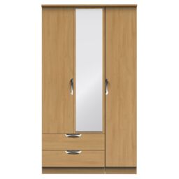 Ready Assembled 2 U Holborn Triple Mirror Wardrobe with 2 Drawers (Ready Assembled) in Brown - thumbnail 1