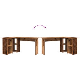 Berkfield Home Old Wood Computer Desk Old wood Engineered wood Medium in Brown - thumbnail 8