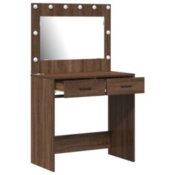 Berkfield Home Dressing Table with LED Lights¬†Brown Oak 78, 5x41x135 cm in Brown - Size: 5 x 41 x 135 cm - thumbnail 4