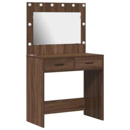 Berkfield Home Dressing Table with LED Lights¬†Brown Oak 78, 5x41x135 cm in Brown - Size: 5 x 41 x 135 cm - thumbnail 2