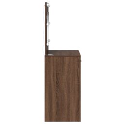 Berkfield Home Dressing Table with LED Lights¬†Brown Oak 78, 5x41x135 cm in Brown - Size: 5 x 41 x 135 cm - thumbnail 6