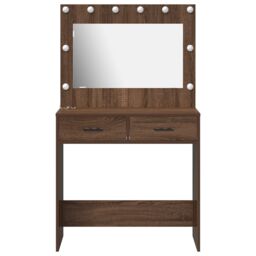 Berkfield Home Dressing Table with LED Lights¬†Brown Oak 78, 5x41x135 cm in Brown - Size: 5 x 41 x 135 cm - thumbnail 5