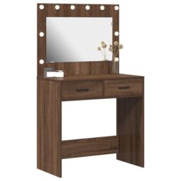 Berkfield Home Dressing Table with LED Lights¬†Brown Oak 78, 5x41x135 cm in Brown - Size: 5 x 41 x 135 cm - thumbnail 3