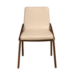Angel Cerda Mink Leatherette Dining Chair with Walnut Legs in Light Beige - thumbnail 2
