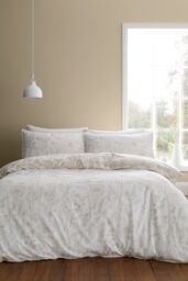 Bianca 'Brushed Cotton Floral Toile' Reversible Duvet Cover Set in Natural - Size: Single - thumbnail 1