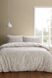 Bianca 'Brushed Cotton Floral Toile' Reversible Duvet Cover Set in Natural - Size: Single - thumbnail 2