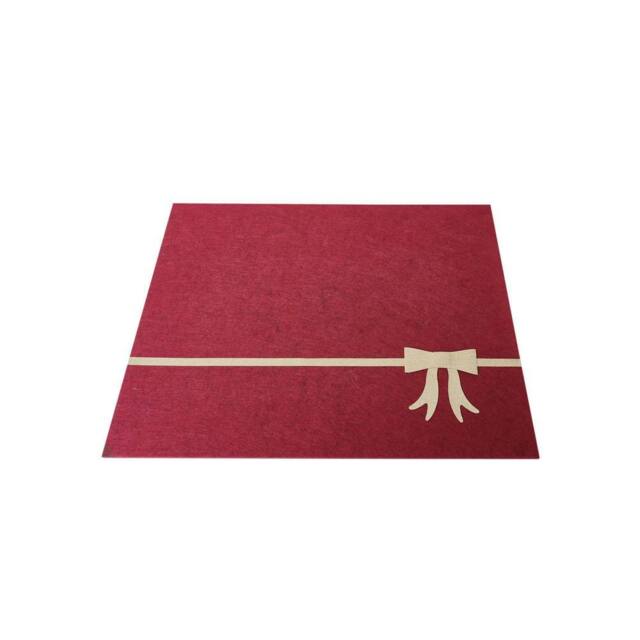 Melody Maison Set Of 4 Dark Red Rectangular Felt Placemat With Champagne Gold Bow - image 1