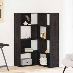 Berkfield Home Corner Cabinet Black Oak 140x30x140 cm Engineered Wood - Size: 140 x 30 x 140 cm - thumbnail 2