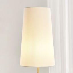 FurnitureboxUK Astrid Boho Rattan Floor Lamp With White Shade & Brass Base in Gold - thumbnail 3