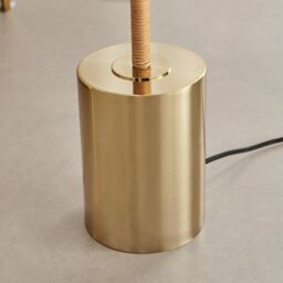 FurnitureboxUK Astrid Boho Rattan Floor Lamp With White Shade & Brass Base in Gold - thumbnail 4