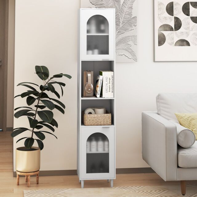 Costway Tall Bathroom Storage Cabinet Narrow Home Organizer in White - image 1