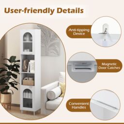 Costway Tall Bathroom Storage Cabinet Narrow Home Organizer in White - thumbnail 6