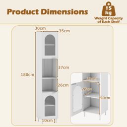 Costway Tall Bathroom Storage Cabinet Narrow Home Organizer in White - thumbnail 2