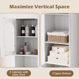 Costway Tall Bathroom Storage Cabinet Narrow Home Organizer in White - thumbnail 9