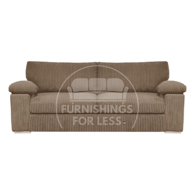 Furnishings For Less UK Delta Large Fabric 3 Seater Sofa With Padded Arms Jumbo Cord in Camel - image 1