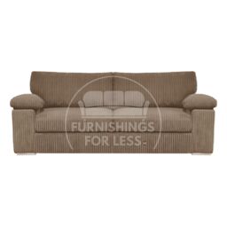 Furnishings For Less UK Delta Large Fabric 3 Seater Sofa With Padded Arms Jumbo Cord in Camel