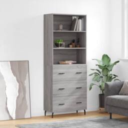 Berkfield Home Highboard Grey Sonoma 69.5x34x180 cm Engineered Wood - thumbnail 2