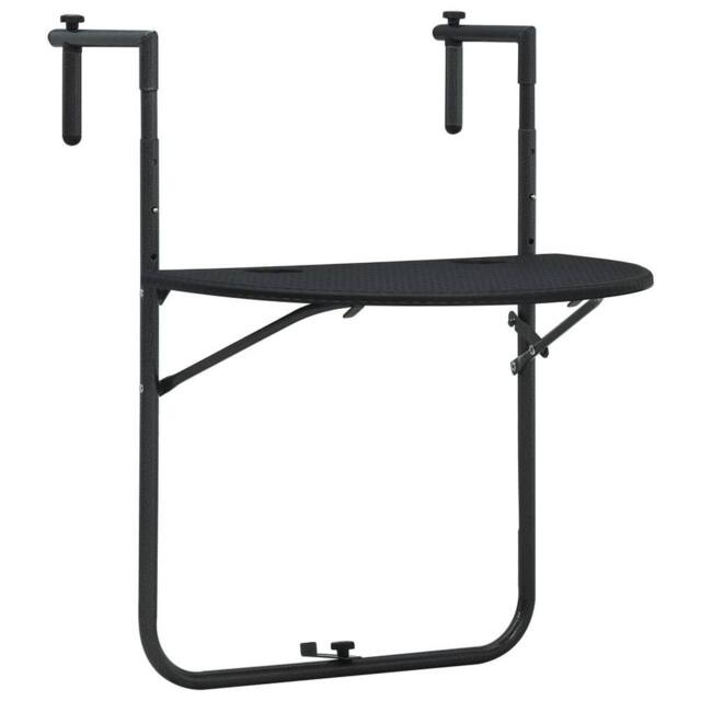 Berkfield Home Hanging Balcony Table Black 60x64x83.5 cm Plastic Rattan Look - image 1