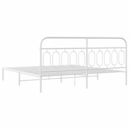 Berkfield Home Metal Bed Frame without Mattress with Headboard White 200x200cm - Size: 200x200 cm - thumbnail 6