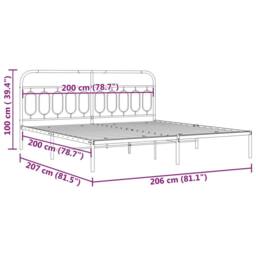 Berkfield Home Metal Bed Frame without Mattress with Headboard White 200x200cm - Size: 200x200 cm - thumbnail 8