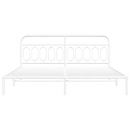 Berkfield Home Metal Bed Frame without Mattress with Headboard White 200x200cm - Size: 200x200 cm - thumbnail 4