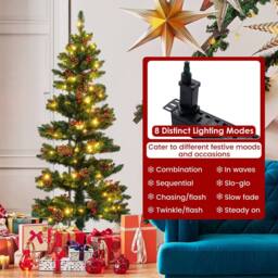 Gymax 5 FT Prelit Christmas Tree With 584 Branch Tips Pine Cones Red Berries in Green - thumbnail 8