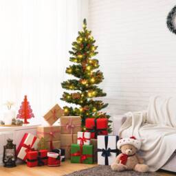 Gymax 5 FT Prelit Christmas Tree With 584 Branch Tips Pine Cones Red Berries in Green - thumbnail 4