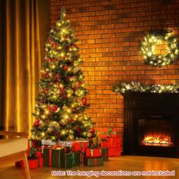 Gymax 5 FT Prelit Christmas Tree With 584 Branch Tips Pine Cones Red Berries in Green - thumbnail 5