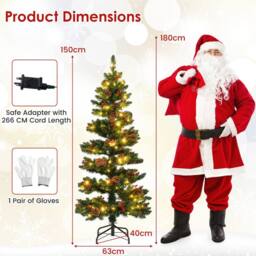 Gymax 5 FT Prelit Christmas Tree With 584 Branch Tips Pine Cones Red Berries in Green - thumbnail 2