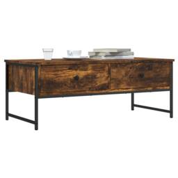 Berkfield Home Coffee Table Smoked Oak 101x49x39.5 cm Engineered Wood in Brown - thumbnail 2