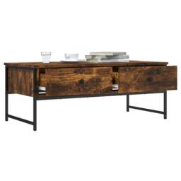 Berkfield Home Coffee Table Smoked Oak 101x49x39.5 cm Engineered Wood in Brown - thumbnail 4