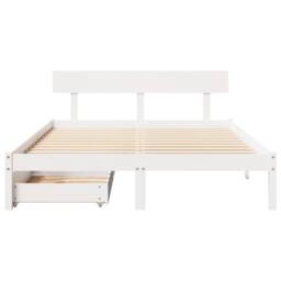 Berkfield Home Bed Frame Frame White 120x190 cm Small Double Solid Wood Pine - thumbnail 4