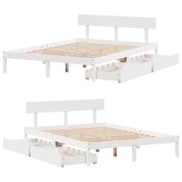Berkfield Home Bed Frame Frame White 120x190 cm Small Double Solid Wood Pine - thumbnail 9