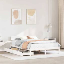 Berkfield Home Bed Frame Frame White 120x190 cm Small Double Solid Wood Pine - thumbnail 2