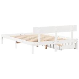 Berkfield Home Bed Frame Frame White 120x190 cm Small Double Solid Wood Pine - thumbnail 6