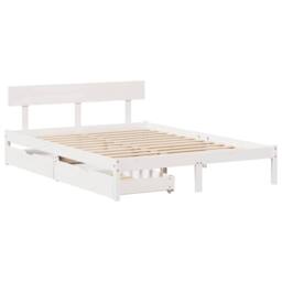 Berkfield Home Bed Frame Frame White 120x190 cm Small Double Solid Wood Pine - thumbnail 3