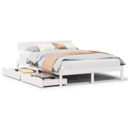 Berkfield Home Bed Frame Frame White 120x190 cm Small Double Solid Wood Pine - thumbnail 1