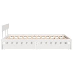Berkfield Home Bed Frame Frame White 120x190 cm Small Double Solid Wood Pine - thumbnail 5